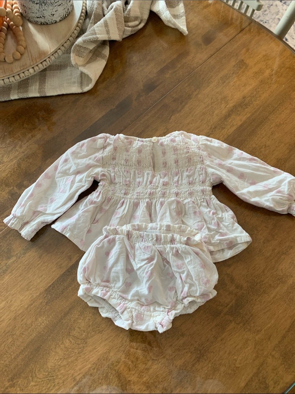 Old Navy Light Pink Smocked Top and Bloomers Set